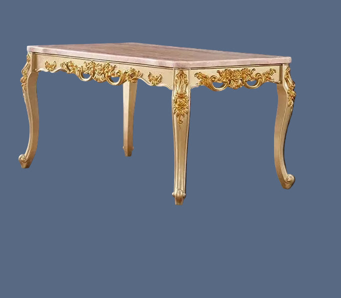 Oak Wood Luxury Dining Table Rectangular Space Saving — Gold | KIMLUD