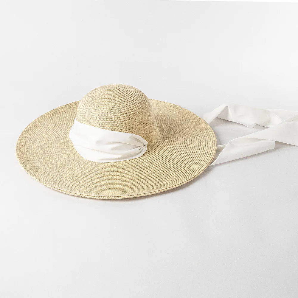 USPOP New Fashion Casual Wide Strap Dome Straw Hat for Women Wide Brim Beach Hat