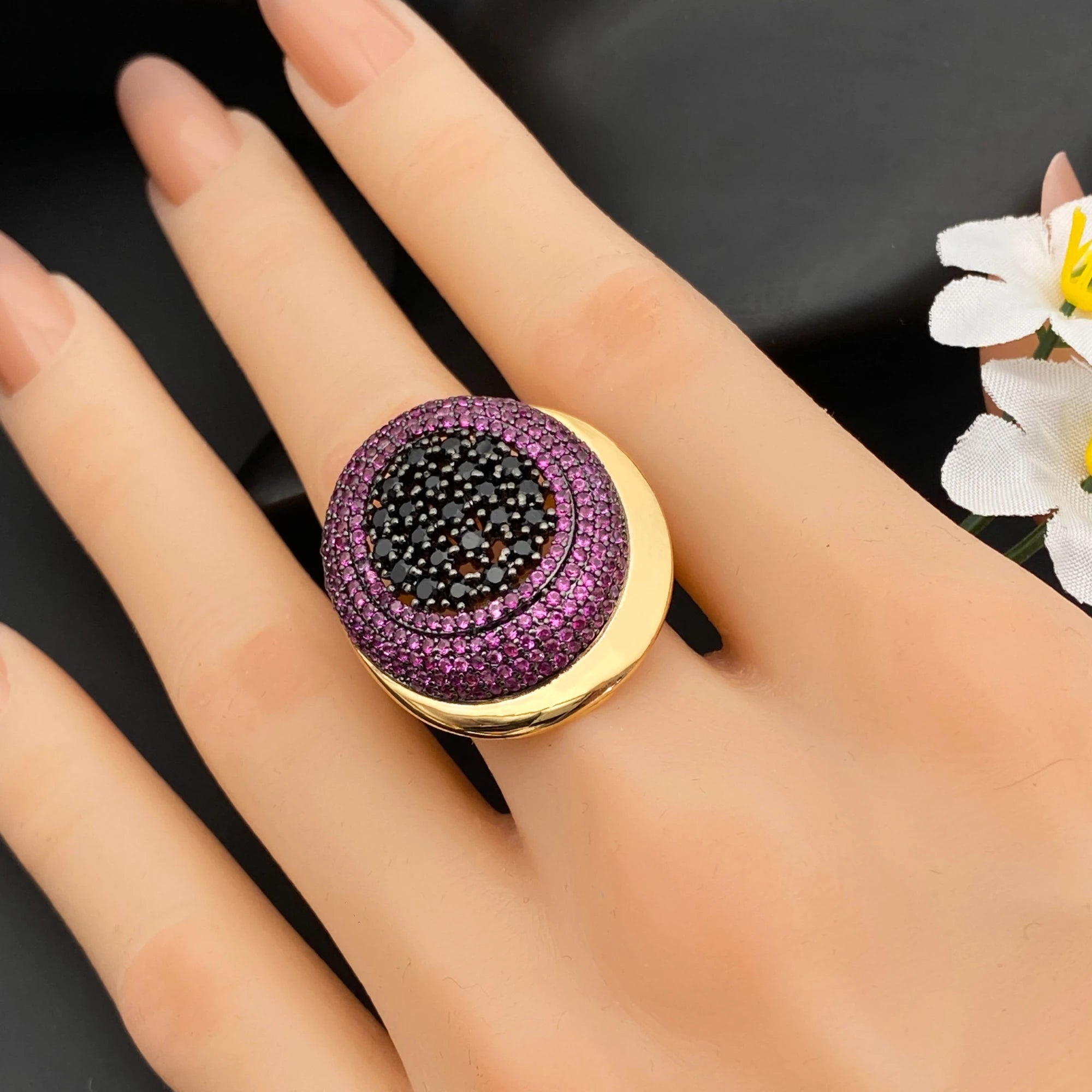 Electroplated Jewelry Set Zircon — Black Gold | KIMLUD