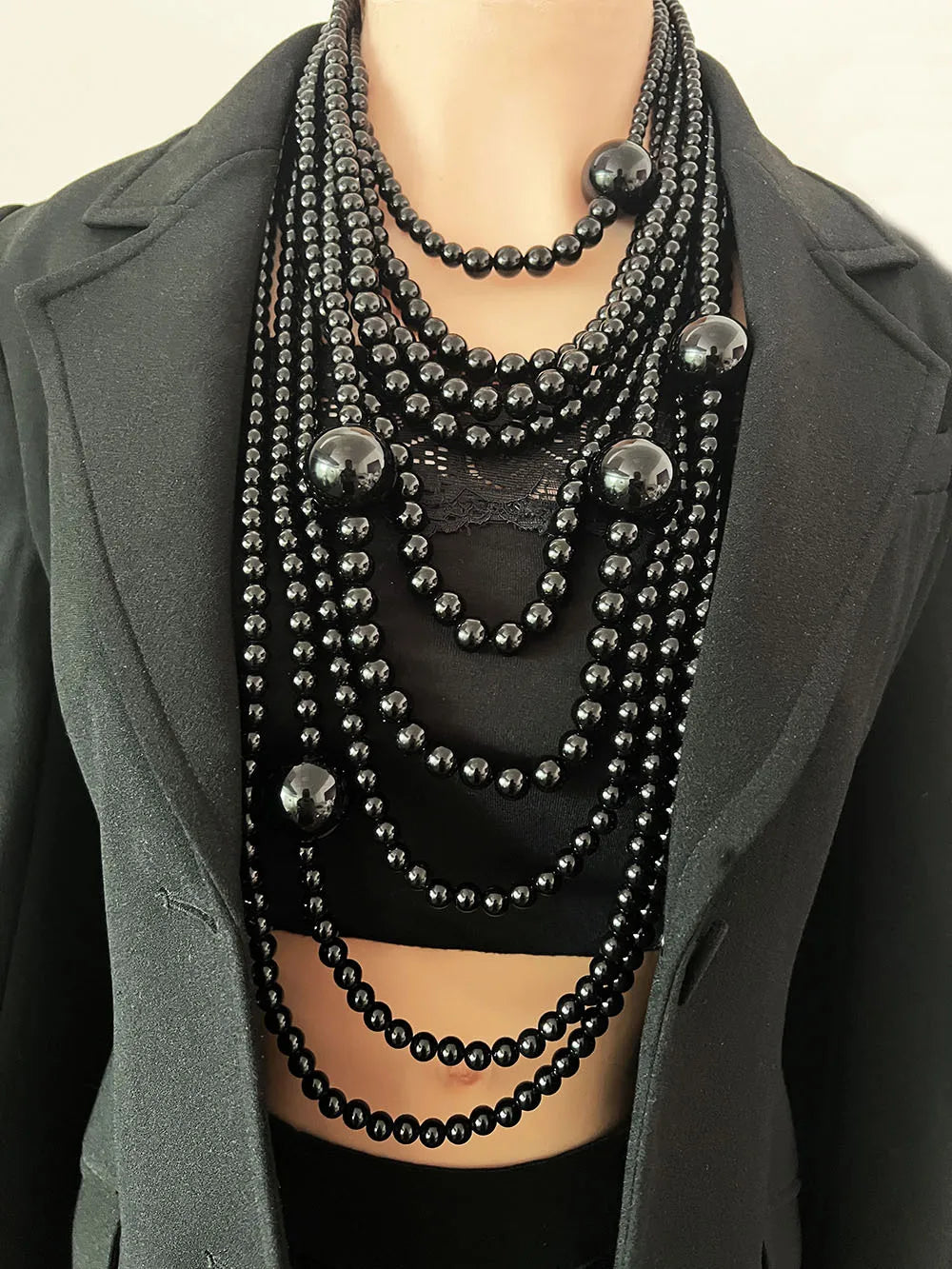 Exaggerated Long Pearl Necklaces Sweater Chain — White | KIMLUD