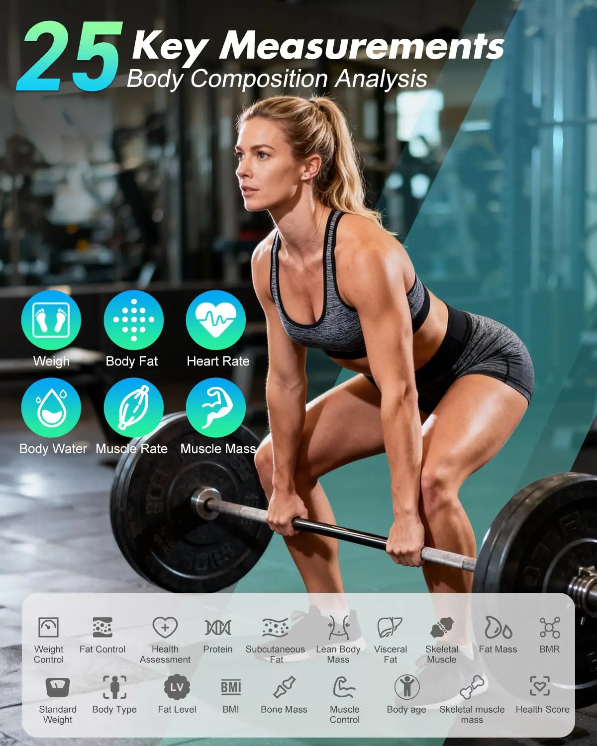 Tempered Glass Body Weight Scale With Bluetooth Sync — Black | KIMLUD