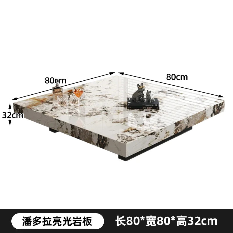 Rock Slab Coffee Table Rectangular Countertop — White | KIMLUD