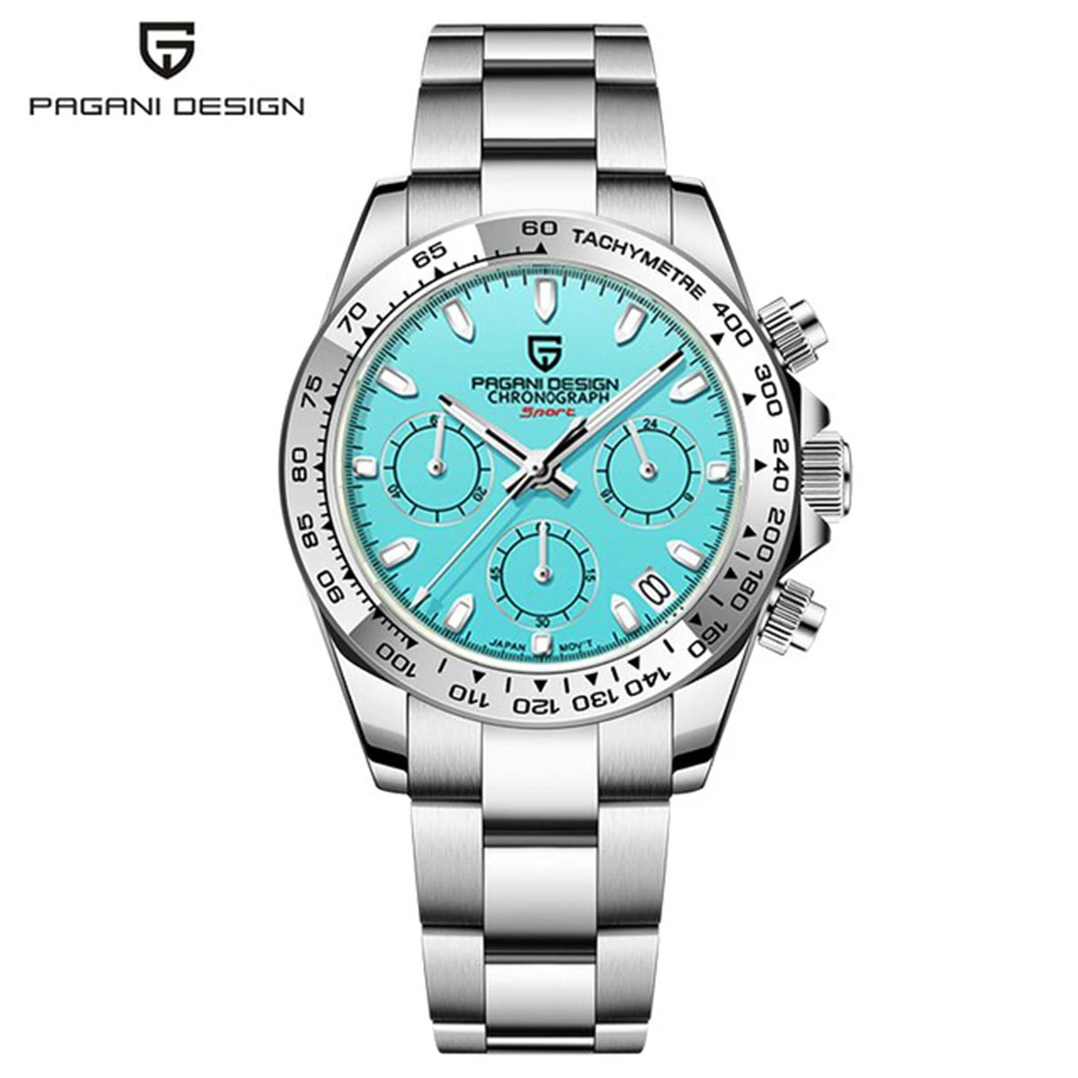 New PAGANI DESIGN Stainless Steel Bracelet Men's Quartz Watch Luxury Sapphire Glass Chronograph VK63 Men's Reloj Hombre Watch