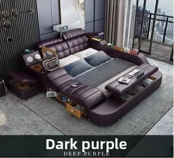 Hotsale Luxury Leather Smart Bed Multifunctional Bed Tatami King Size Platform Upholstered Fabric Soft Bed Storage Music Speaker