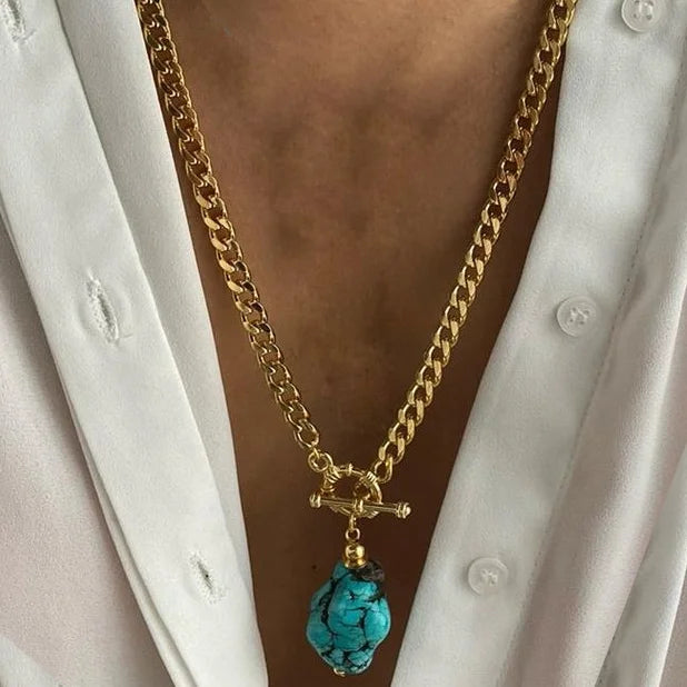 Handmade Lucite Beaded Pearl Choker Necklace — Blue | KIMLUD
