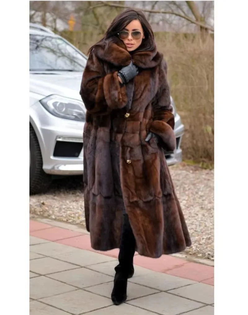 Mink Fur Coat – Real Mink Fur – Long Coat Silhouette | KIMLUD