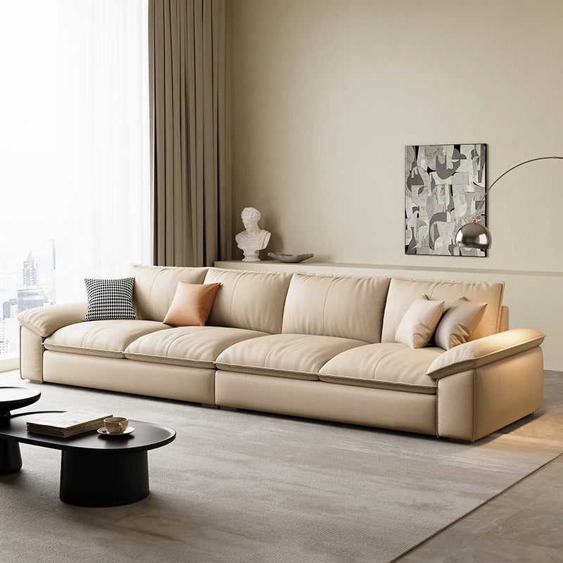 European Glamour Sectional Sofa Minimalistic — Cream | KIMLUD