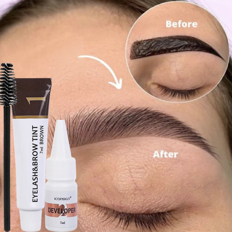 Semi Permanent Dye Kit 2-in-1 Waterproof Brow Tint — Black Brown | KIMLUD