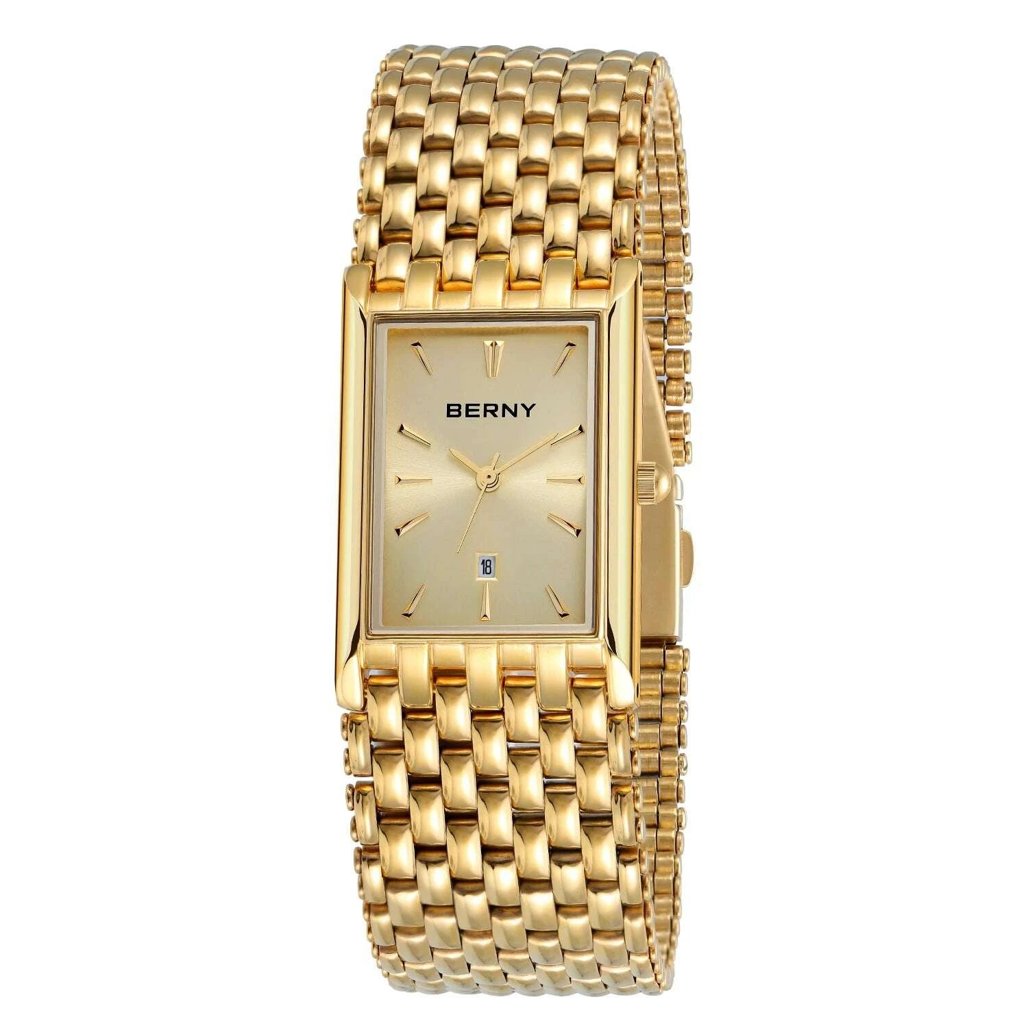 KIMLUD, BERNY MIYOTA Quartz Watch Men Luxury Brand Men's Wristwatch Water Resistant Square Clock Stainless Steel Golden Man Watch 2023, KIMLUD Womens Clothes