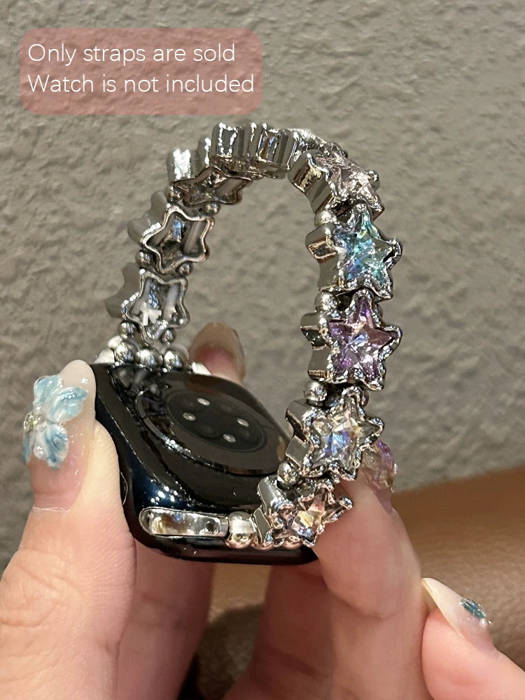 Stainless Diamond Band Watch Strap — Silver | KIMLUD