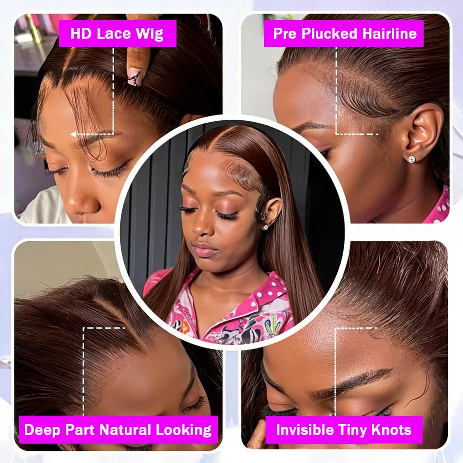 Lace Front Wig – 13x4 Straight – Remy Hair – Chocolate Brown | KIMLUD
