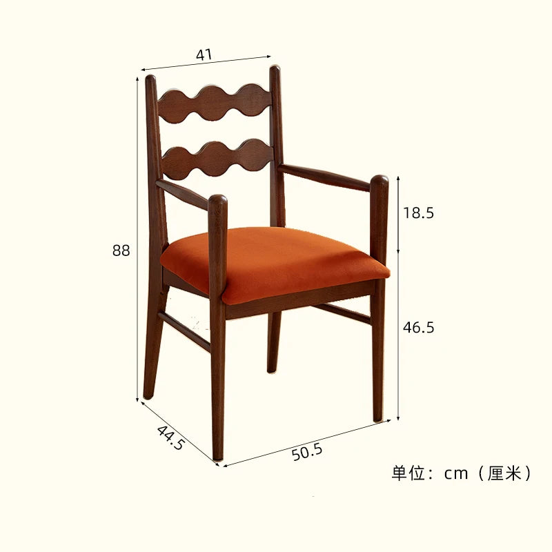 Solid Wood Dining Chair Household French Makeup Soft Bag Armrest Chair Light Luxury Balcony Backrest Silla Comedor Furniture