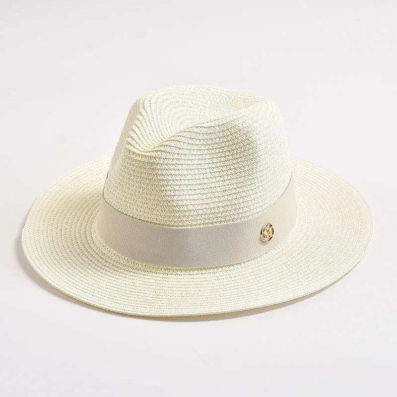 Summer Straw Hats for Women Men Panama Travel Beach Sun Hat Ribbon Decoration Elegant Luxury Jazz Hat