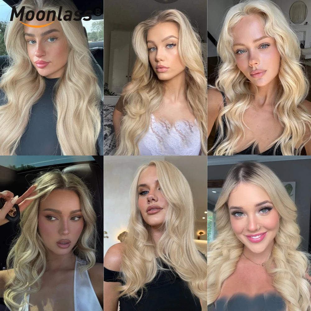 Lace Front Wig – Body Wave – Human Hair – Champagne Platinum | KIMLUD