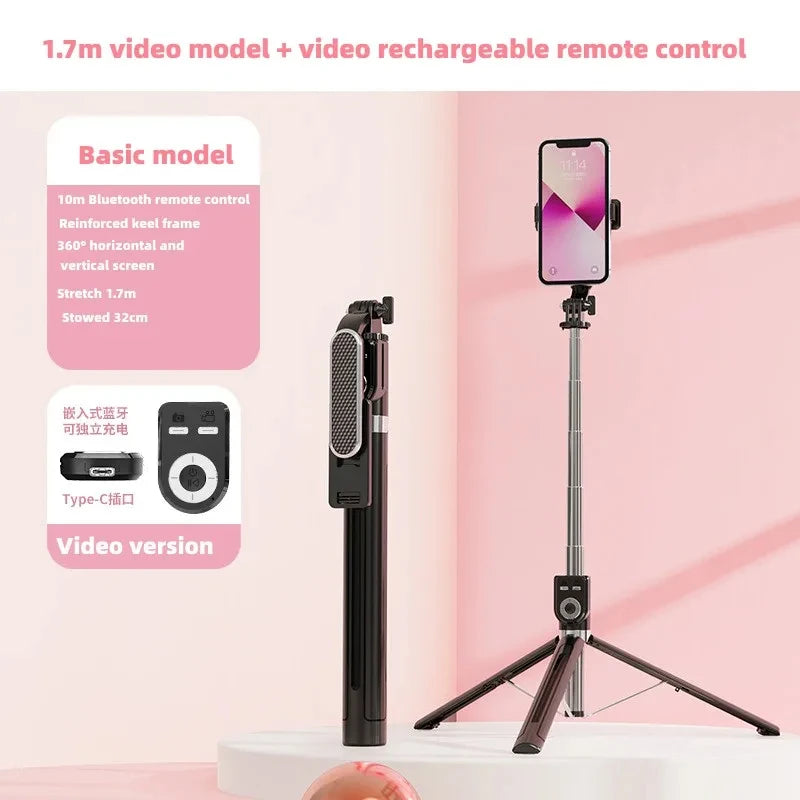 Selfie Stick Tripod 360°/180° Rotating Selfie Stick Phone Holder with Wireless Bluetooth Remote Extendable Tripod Selfie Stick