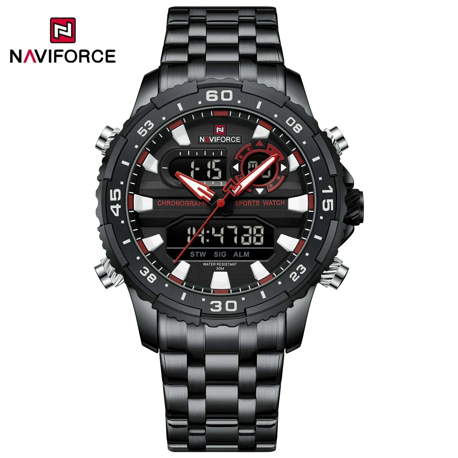 KIMLUD, NAVIFORCE Fashion Brand Black Gold Men Watch Fashion Luxury Quartz Wrist Watches Sport Waterproof Stainless Steel Strap NF9234, KIMLUD Womens Clothes