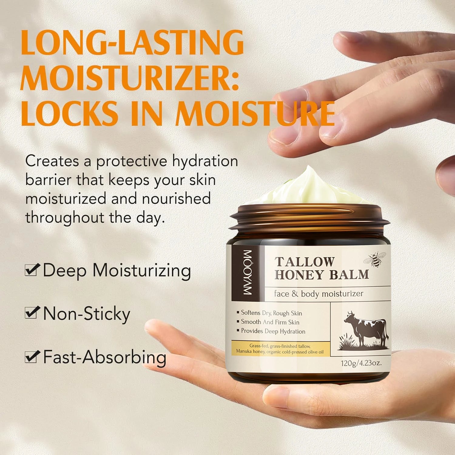 Beef Tallow Cream Hydrating With Honey — Ivory | KIMLUD