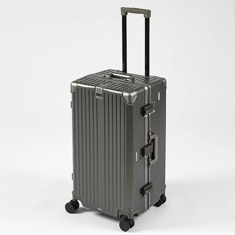 Aluminum Frame Suitcase 36 Inch Large Capacity — Silver | KIMLUD