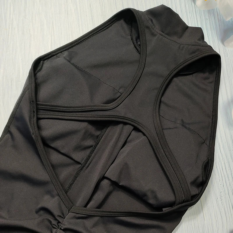 Nylon-Spandex Scrunch Gym Jumpsuit — Black | KIMLUD