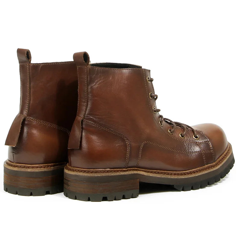 Goodyear-Welted Motorcycle Boots Rugged Heritage — Vintage Oil | KIMLUD