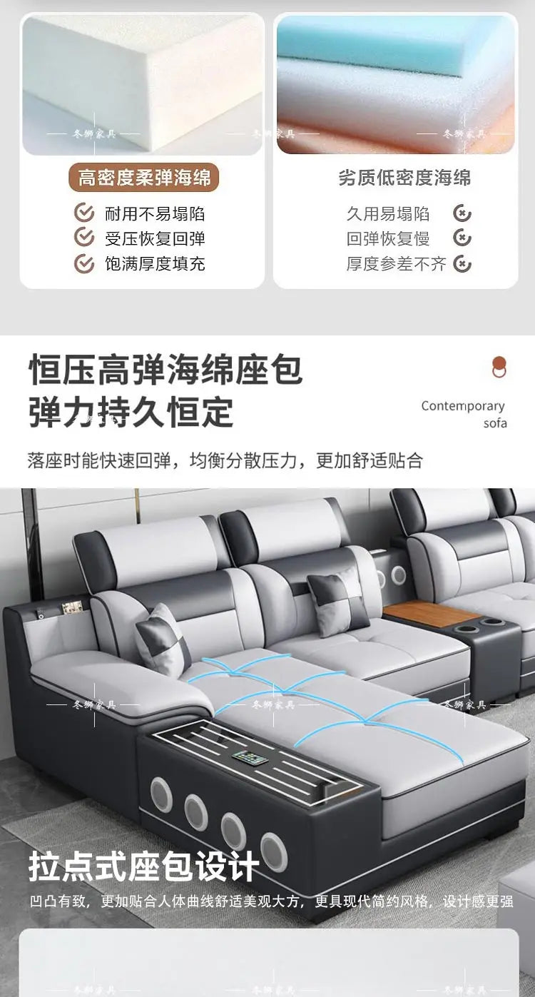 Fabric Sofa Modern Minimalist U-Shape — Gray | KIMLUD