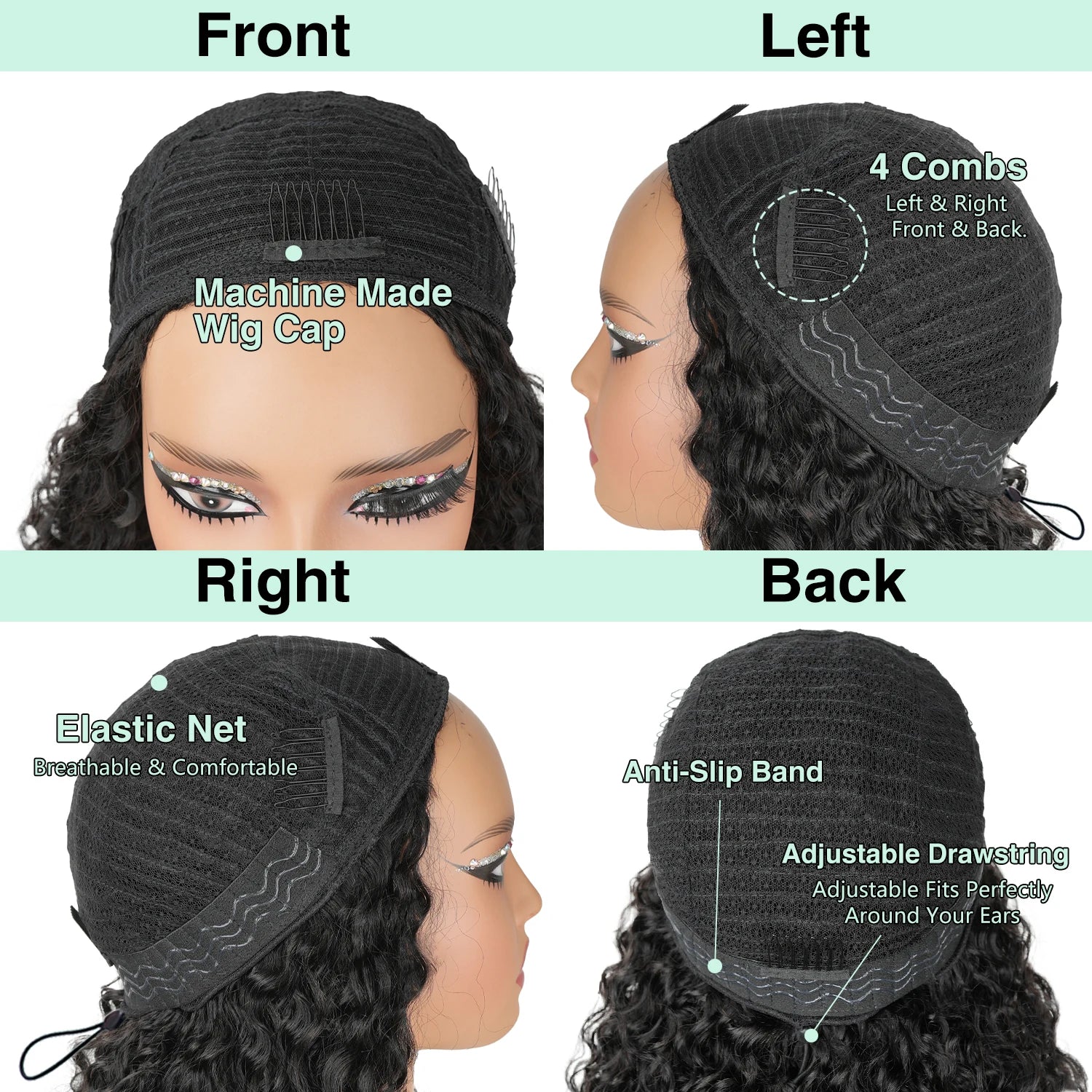 Machine Half Wig – 250 Density – Remy Hair Curly | KIMLUD