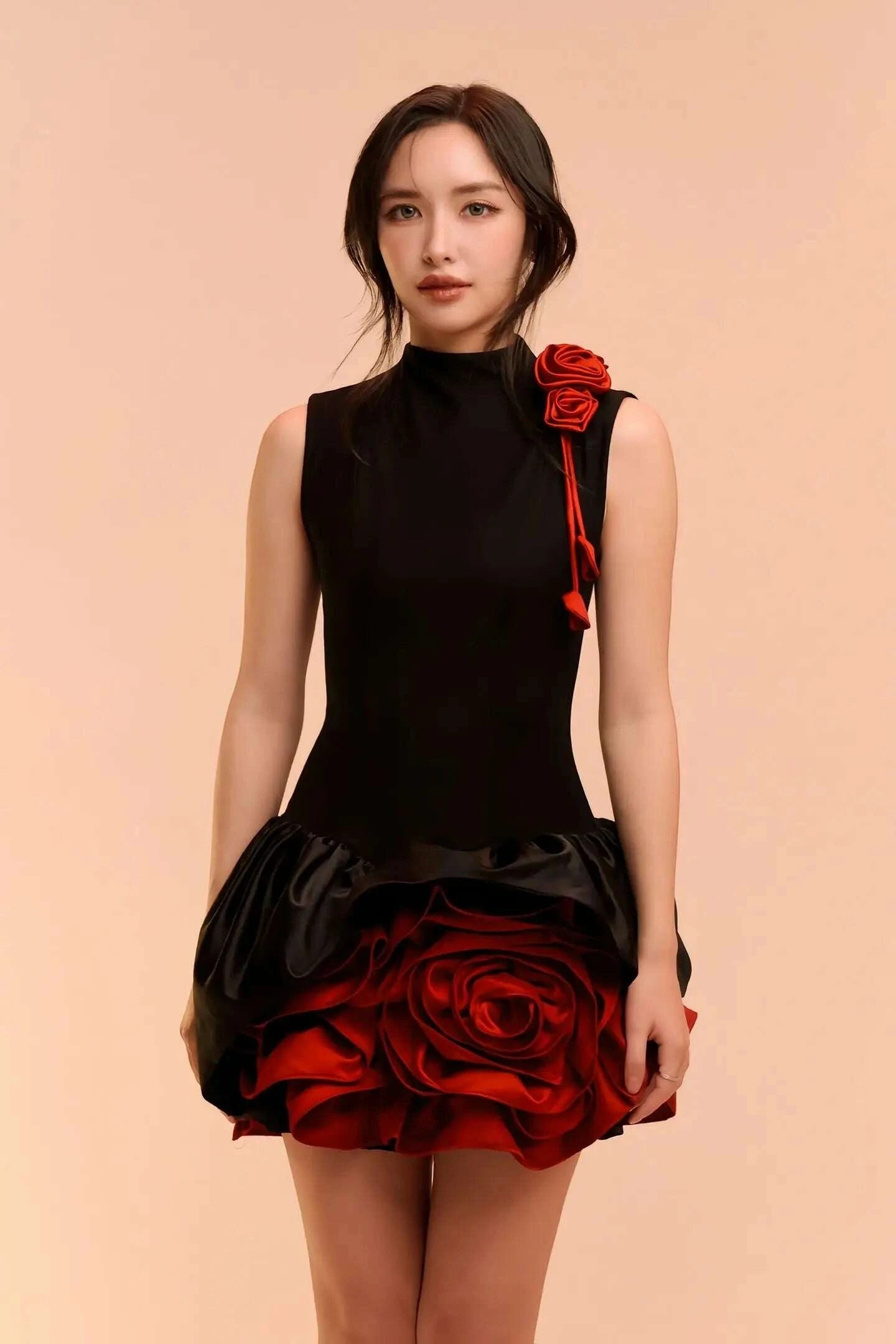 KIMLUD, Ele Color Blo 3D Flower Svel Dr Birthday High Waist A-Line Slimming Dr French Sle Printed Summer Gown, KIMLUD Womens Clothes