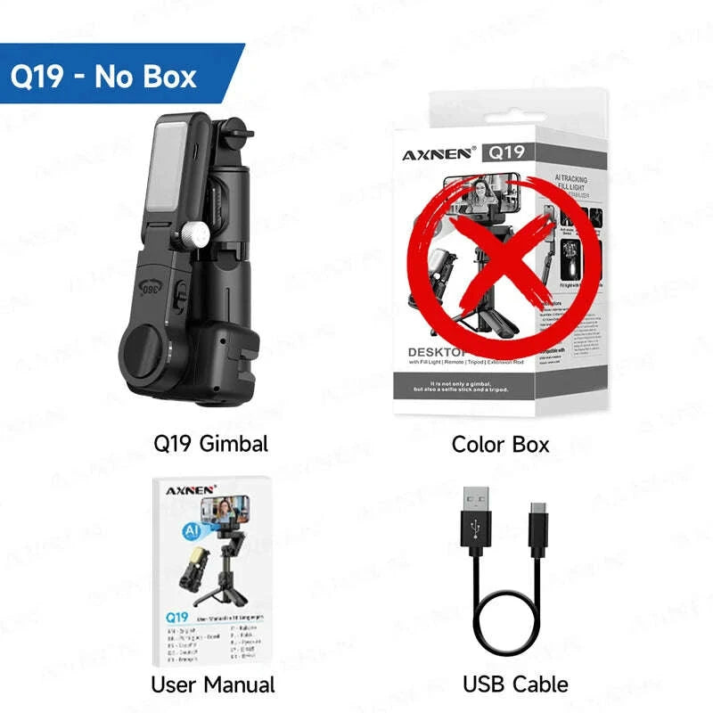 gimbal-q19-ai-desktop-360°-auto-rotation-face-track-anti-shake-selfie-stick-handheld-stabilizer-with-fill-light-for-smartphoneskimludkimlud-35561679