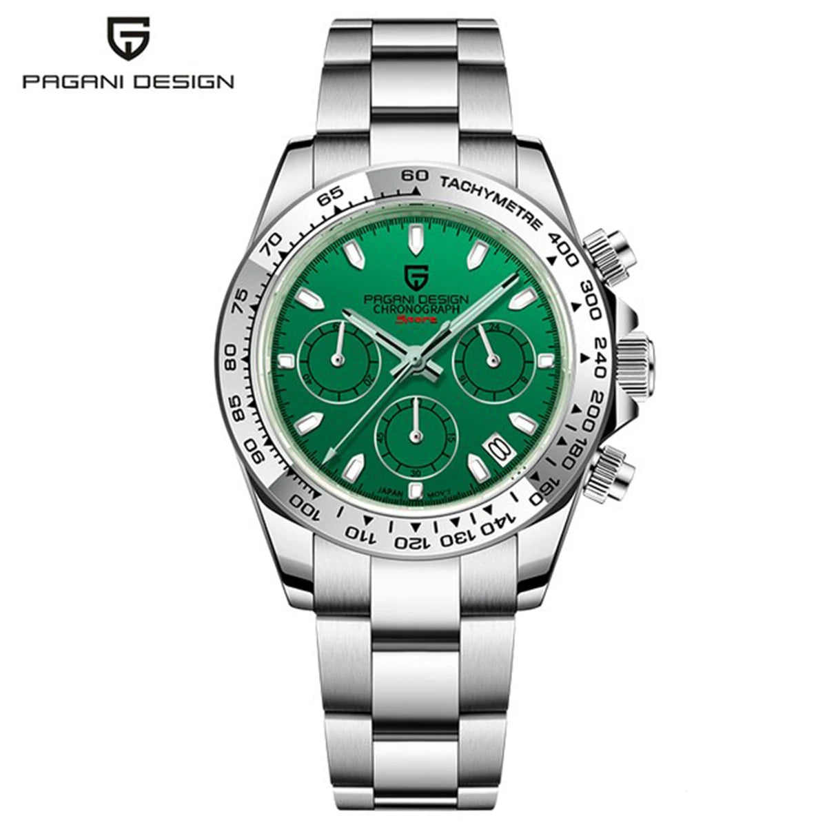 New PAGANI DESIGN Stainless Steel Bracelet Men's Quartz Watch Luxury Sapphire Glass Chronograph VK63 Men's Reloj Hombre Watch