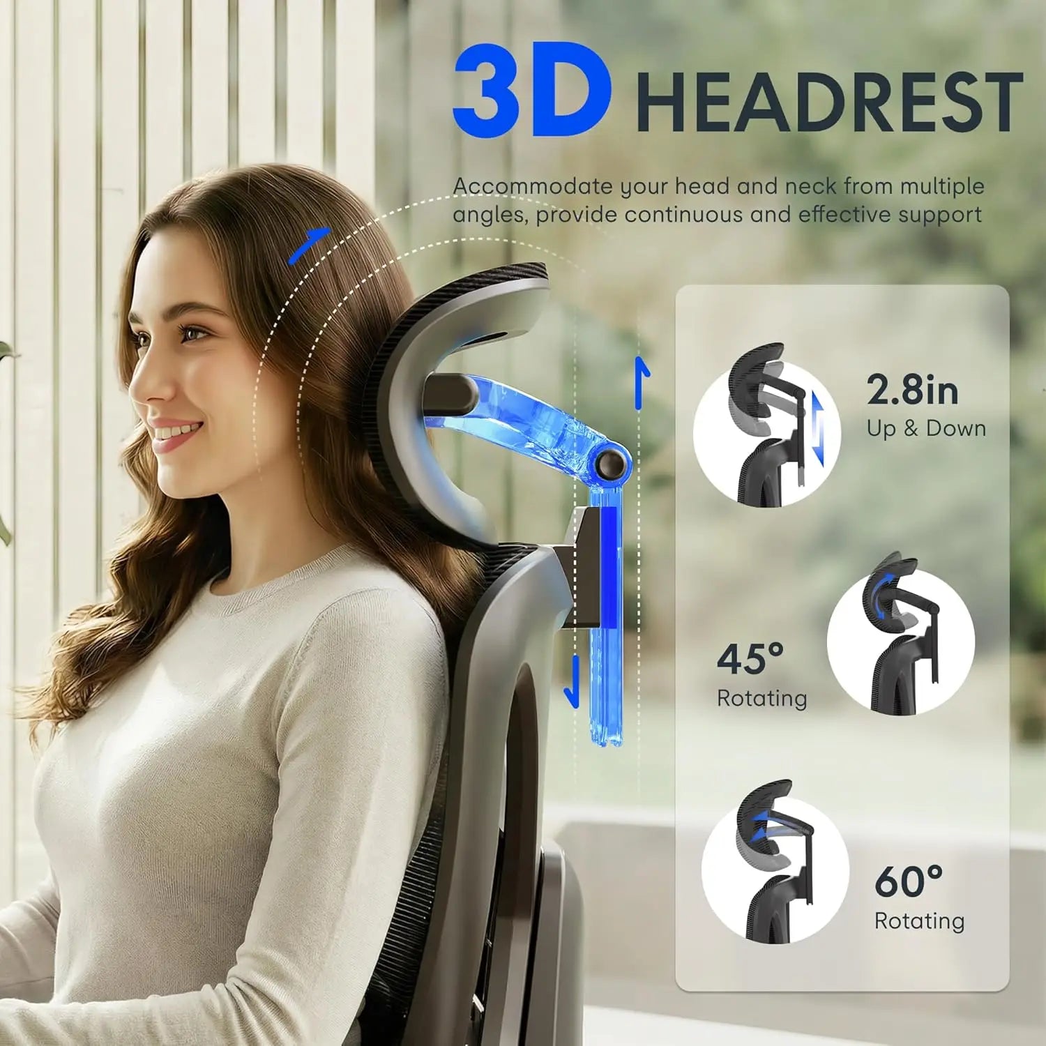 Mesh Ergonomic Office Chair With Footrest And 3D Armrests — Black | KIMLUD