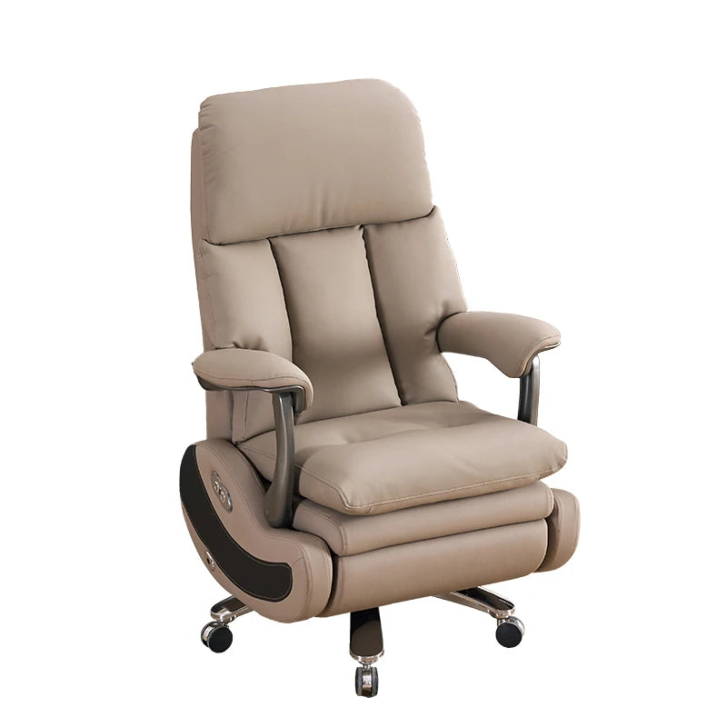 Leather Executive Swivel Chair Massage — Beige | KIMLUD