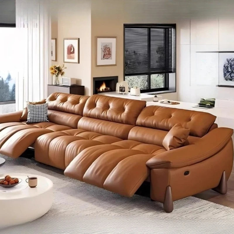 Velvet Waterproof Sofa Electric Sleeper Recliner, Armrest Loveseat, Modern Scandinavian Design — Caramel Tan | KIMLUD