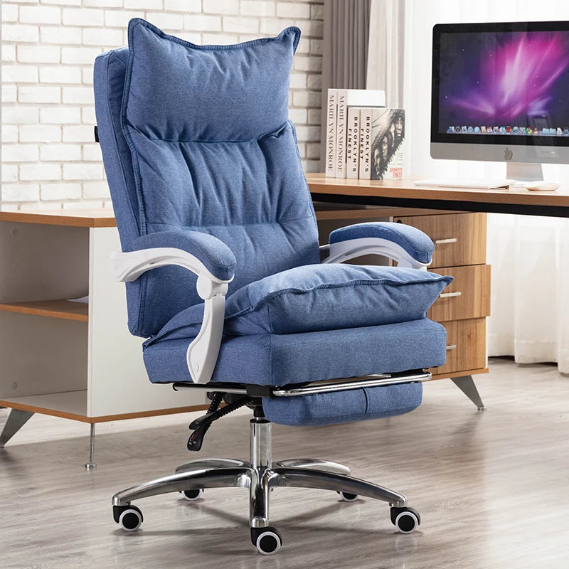 Linen Upholstered Executive Chair With 360 Degree Swivel And Lockable Wheels — Black | KIMLUD