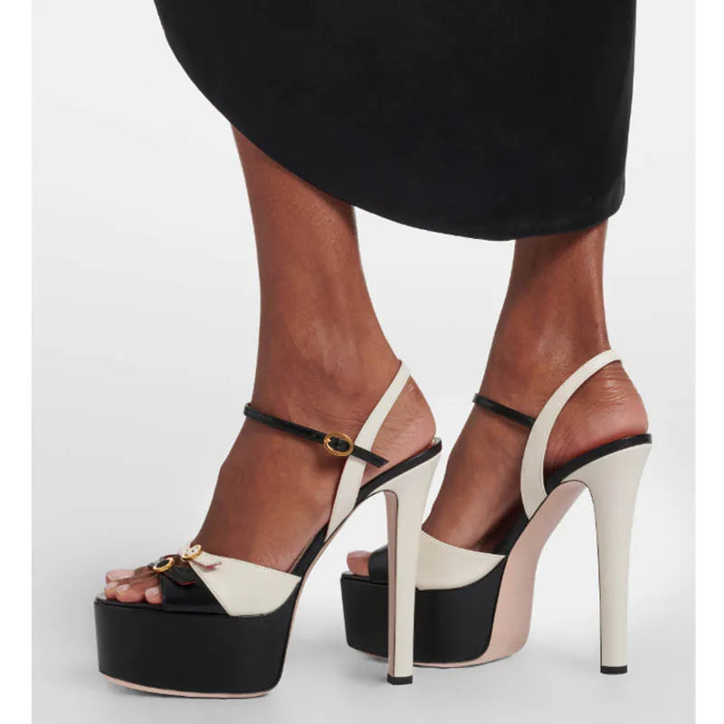 Women's Buckle Strap Sandals – Super High Heel – Hollow Back | KIMLUD