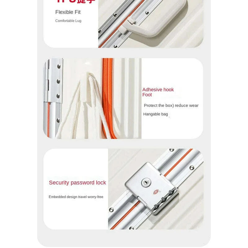 KIMLUD, Aluminum Framed Front Open Suitcase Carry-on Bag Wide Handle Luggage Multifunctional 20/28-inch Impact Resistant Travel Bag, KIMLUD Womens Clothes