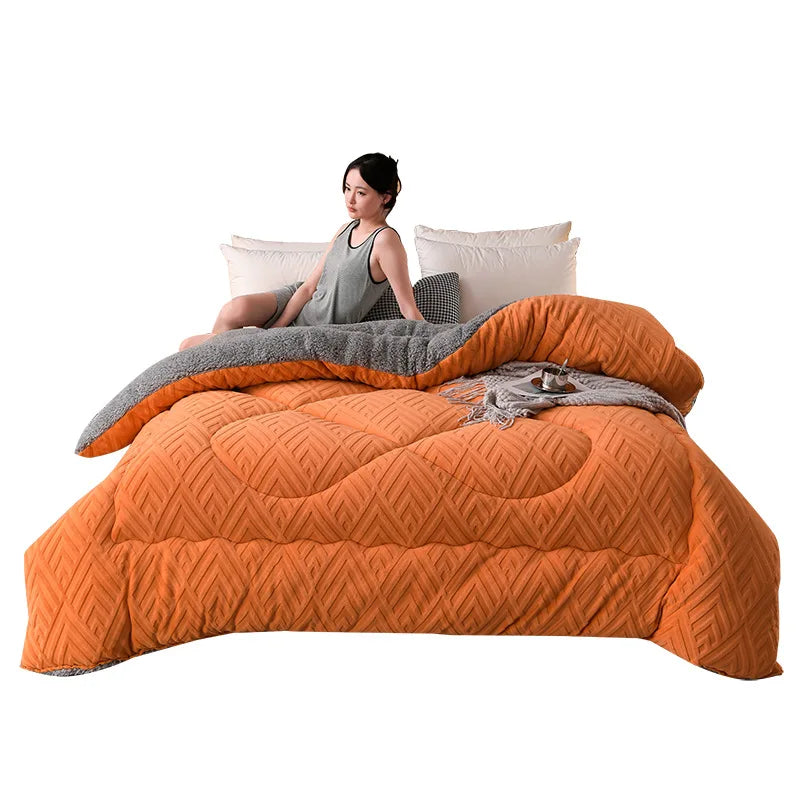 Autumn Winter Fleece Quilt Fluffy Warm Coral Flannel Casual Comforter Core for Bedroom Sofa Bed Soft Thickness Throw Blankets