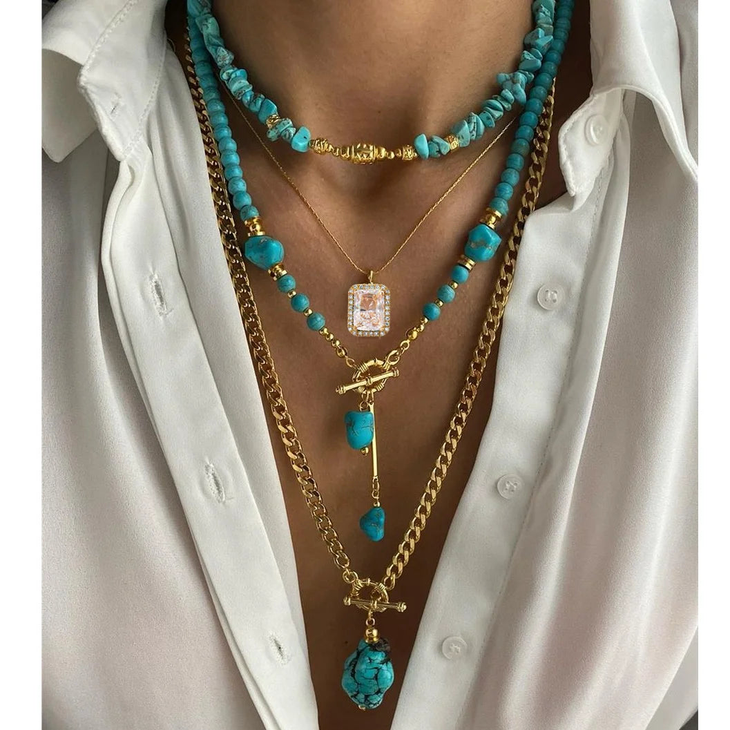Handmade Lucite Beaded Pearl Choker Necklace — Blue | KIMLUD
