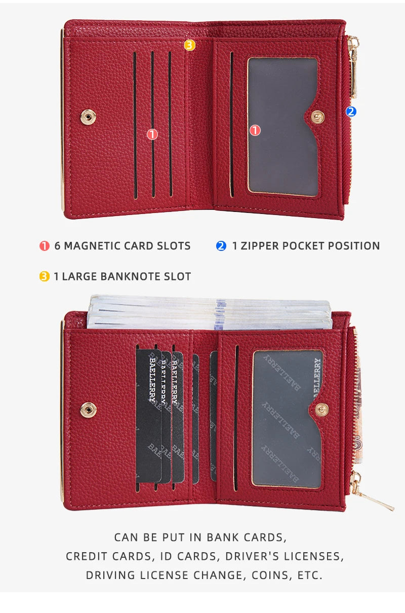 Baellerry New Short Women Wallets Simple Card Holder Zipper Female Coin Purse High Quality Slim Card Bag For Girls