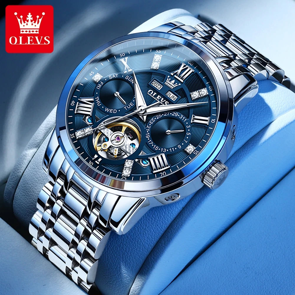 Stainless Steel Automatic Wristwatch — Black | KIMLUD