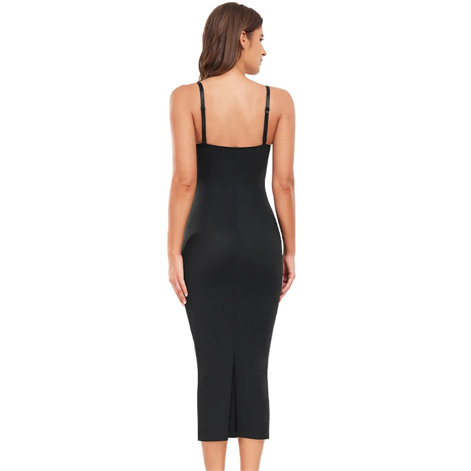 Wechey Slip Dress Tummy Control Shapewear Women Slimming Body Push Up Bras Lifts Breasts Underwear Slit Hemline