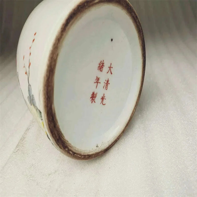 KIMLUD, Chinese Old Porcelain Vase Pastel Flower & Bird Pattern Storage Jar Antique Collectible Decorative Piece, KIMLUD Womens Clothes