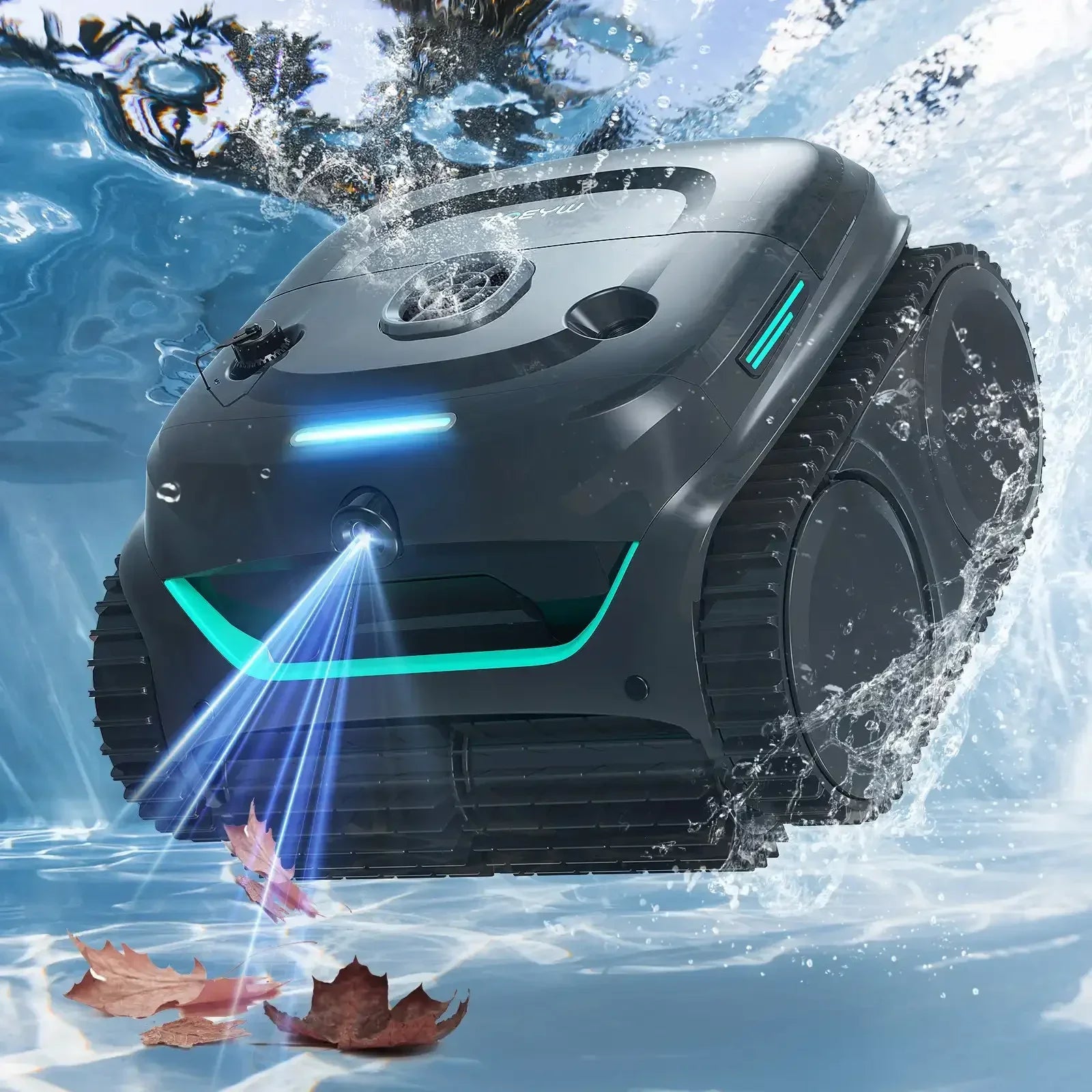 Robot Swimming Pool Cleaner Wireless C2V APP AI Vision Self-Learning Visual 80° Dual-layer Filtration 180mins Running Time 200㎡
