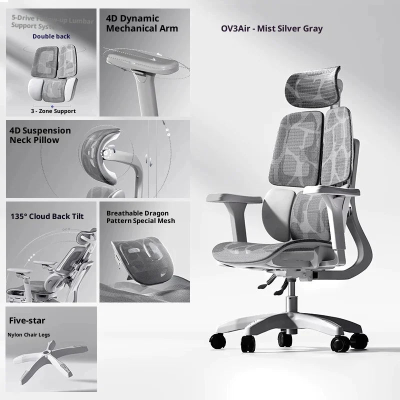 Mesh Executive Office Chair Ergonomic Adjustable — Cool Gray | KIMLUD