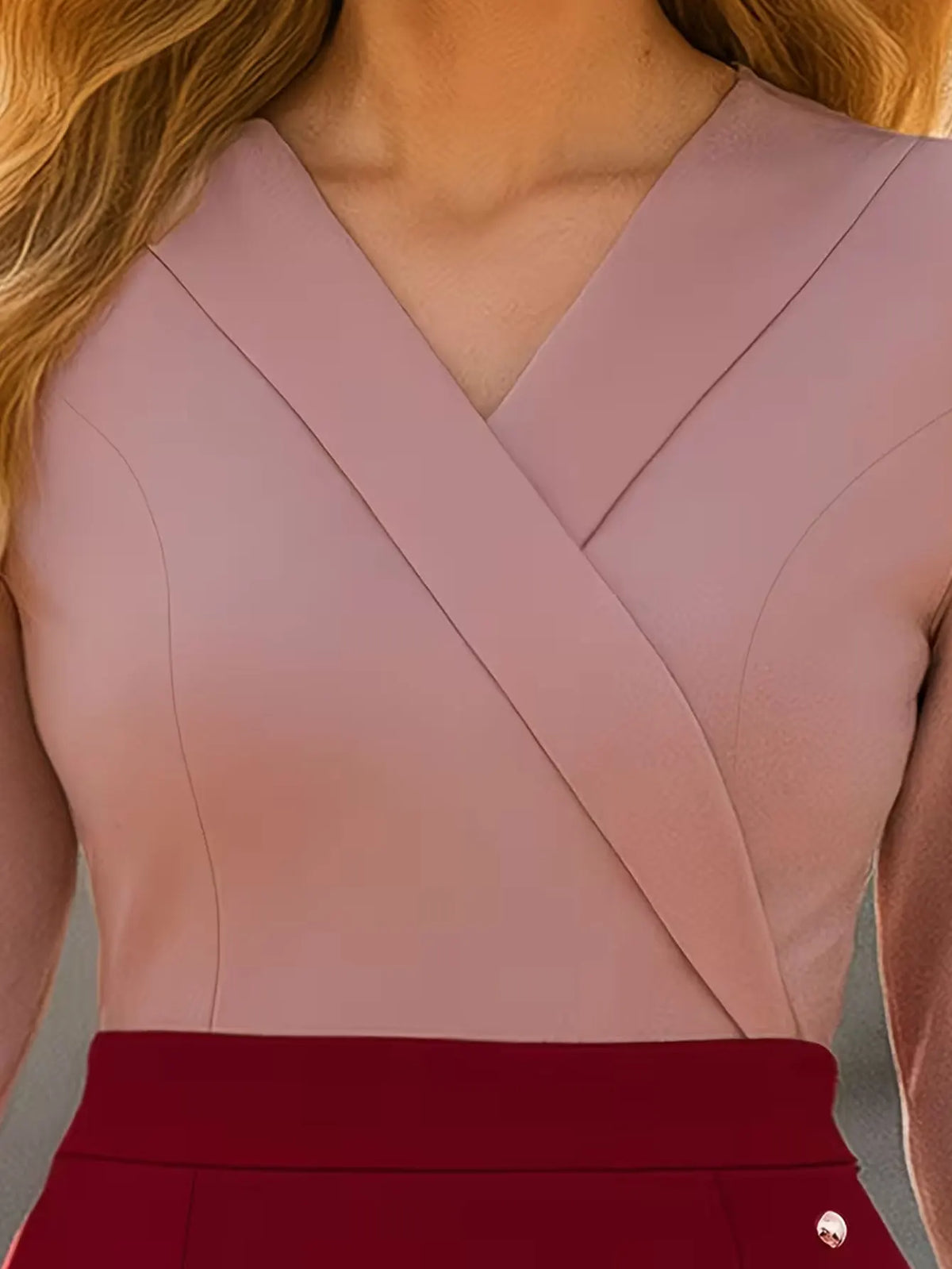 Womens Sexy Deep V Neck 2/3 Sleeve Work Attire Autumn Knee Length Button Business Casual Party Bodycon Pencil Dress