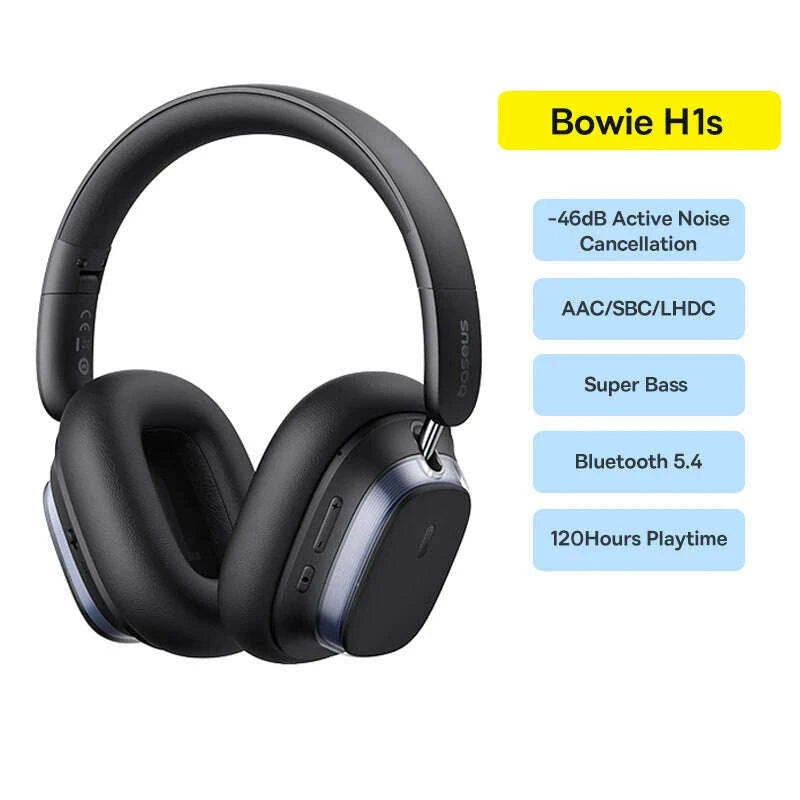 baseus-bowie-h1s-wireless-headphones-bluetooth-54-noise-canceling-46db-over-ear-headset-hi-res-spatial-audio-earphone-120h-timekimlud-womens-fashion-34614246