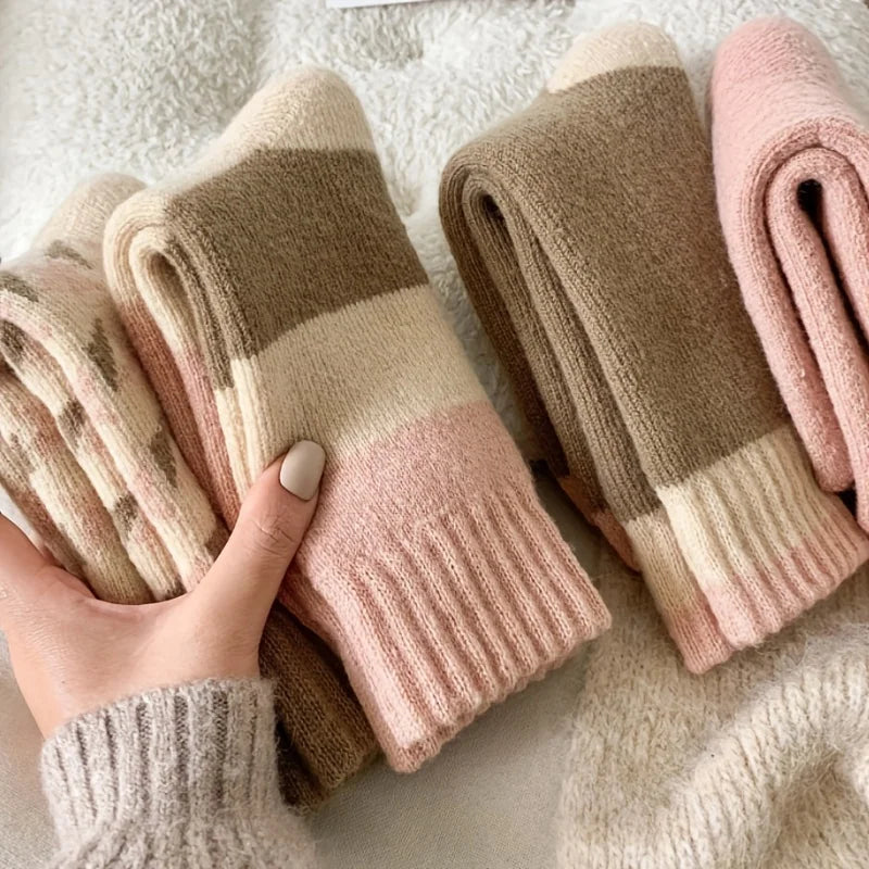 Fleece-Lined Thick Socks Mid-Calf — Assorted Colors | KIMLUD