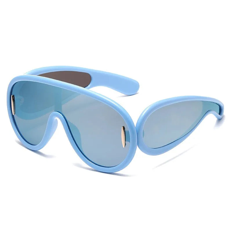 Steampunk Oversized Sunglasses UV400 — Black | KIMLUD