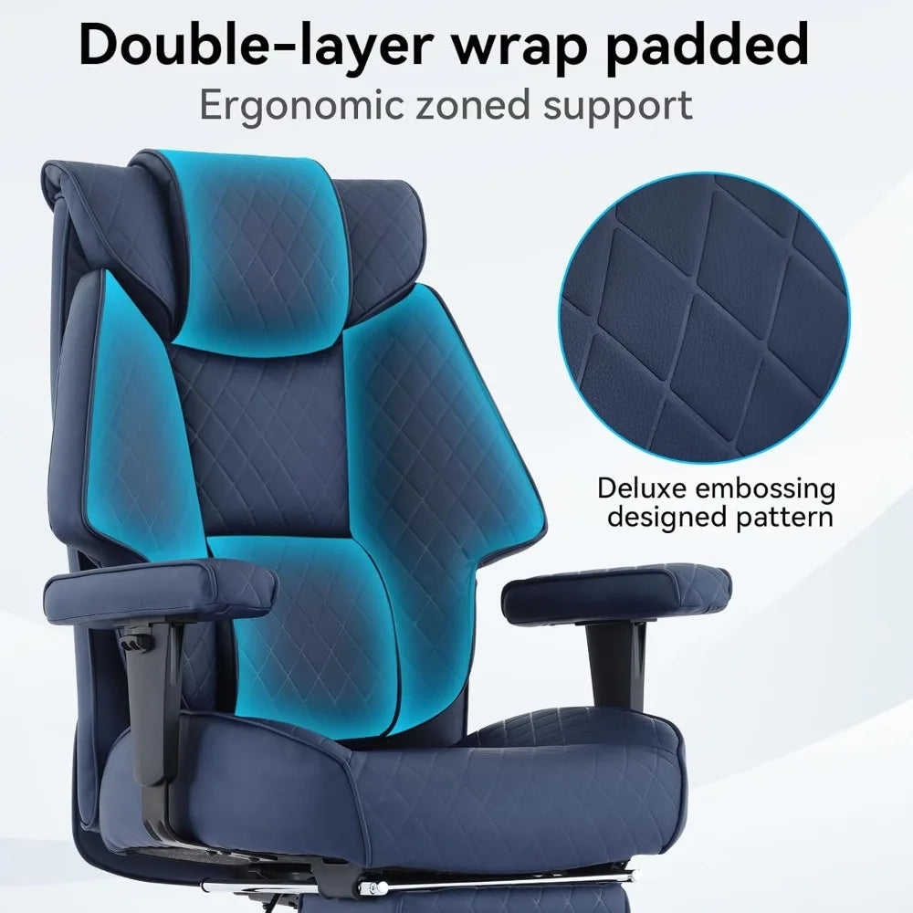 KIMLUD, Ergonomic High-Back PU Leather Executive Chair with Footrest, Suitable for Big and Tall, Supports Up to 400lbs, Lumbar Support f, KIMLUD Womens Clothes