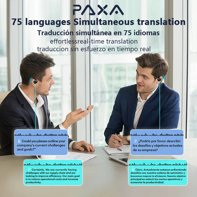 PAXA 2026 Upgraded Wireless Bluetooth AI Translator Earbuds Real-Time Voice Translation Headphones 144 Languages For Travel