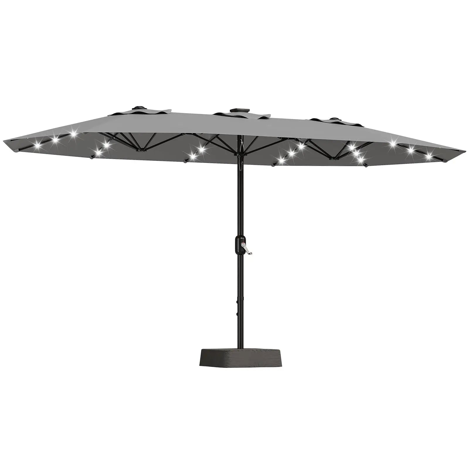Powder-Coated Metal Crank Umbrella — Beige | KIMLUD